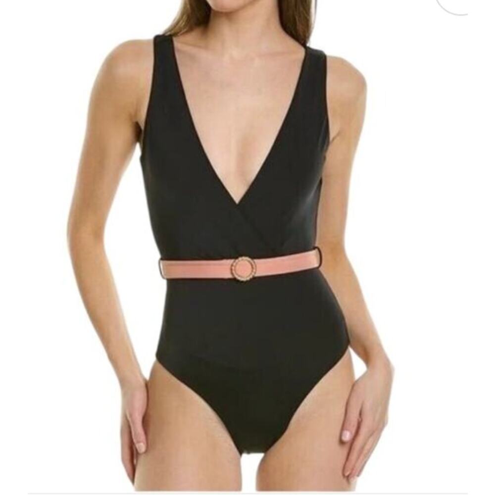 Onia Michelle One-Piece Black Swimsuit with Belt Size Medium